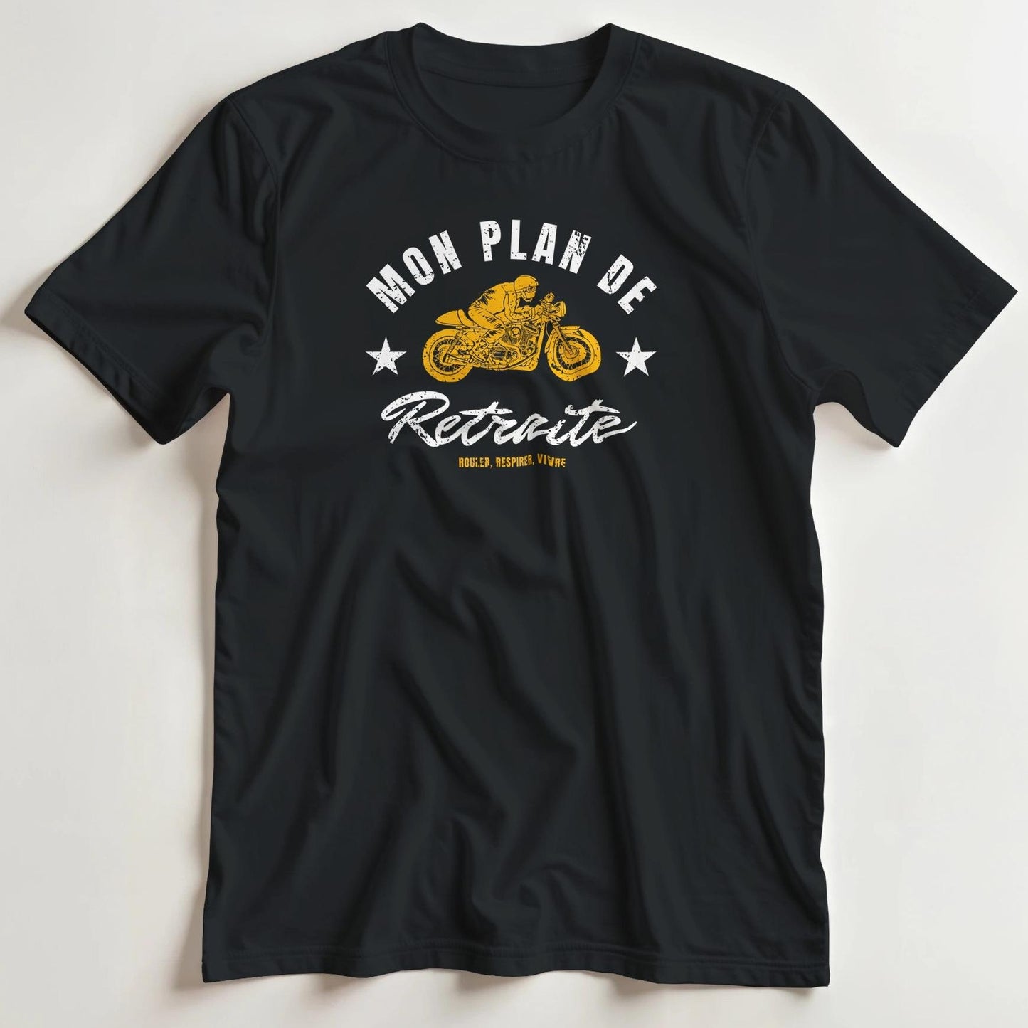 T-shirt en coupe unisexe et 100% coton en Noir 3XL imprimé avec un design Plan De Retraite T-Shirt .