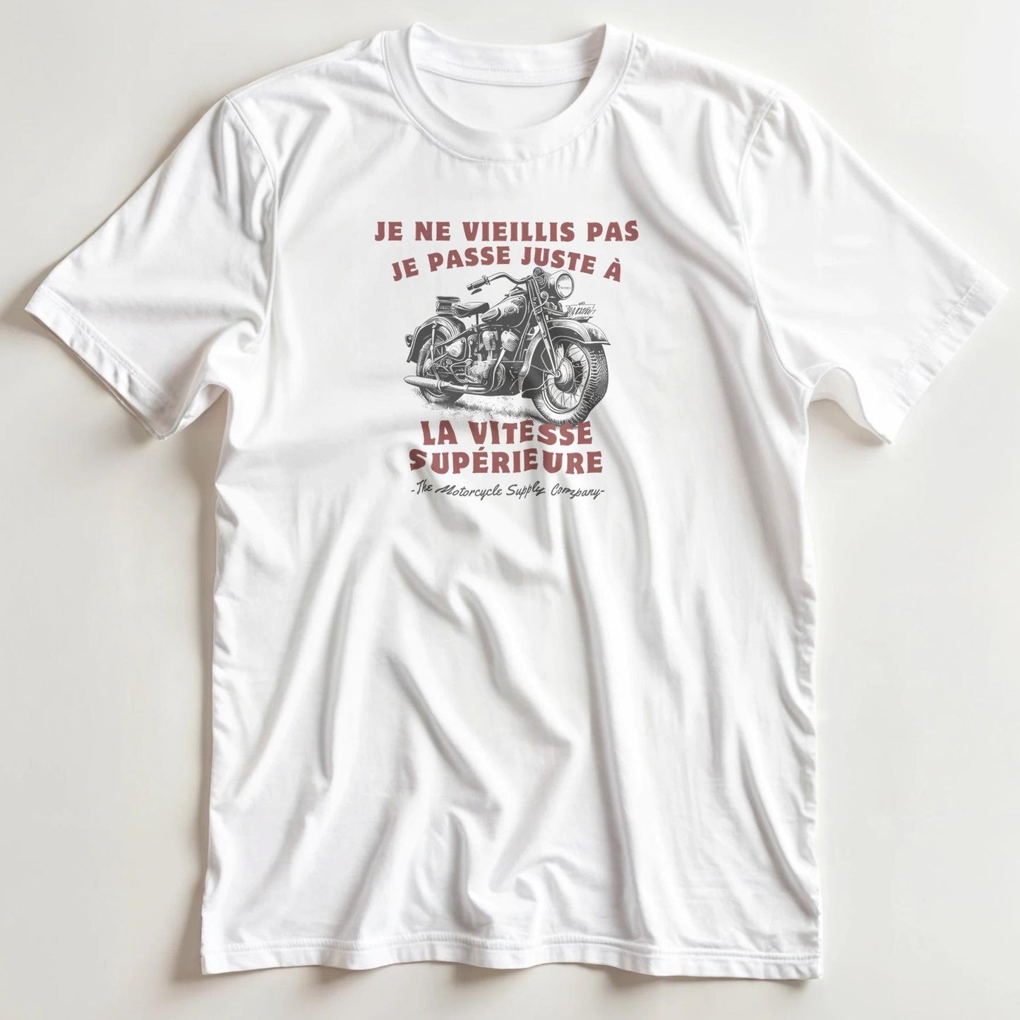 T-shirt en coupe unisexe et 100% coton en Blanc 3XL imprimé avec un design Vieillis Pas Vitesse Supérieure T-Shirt .