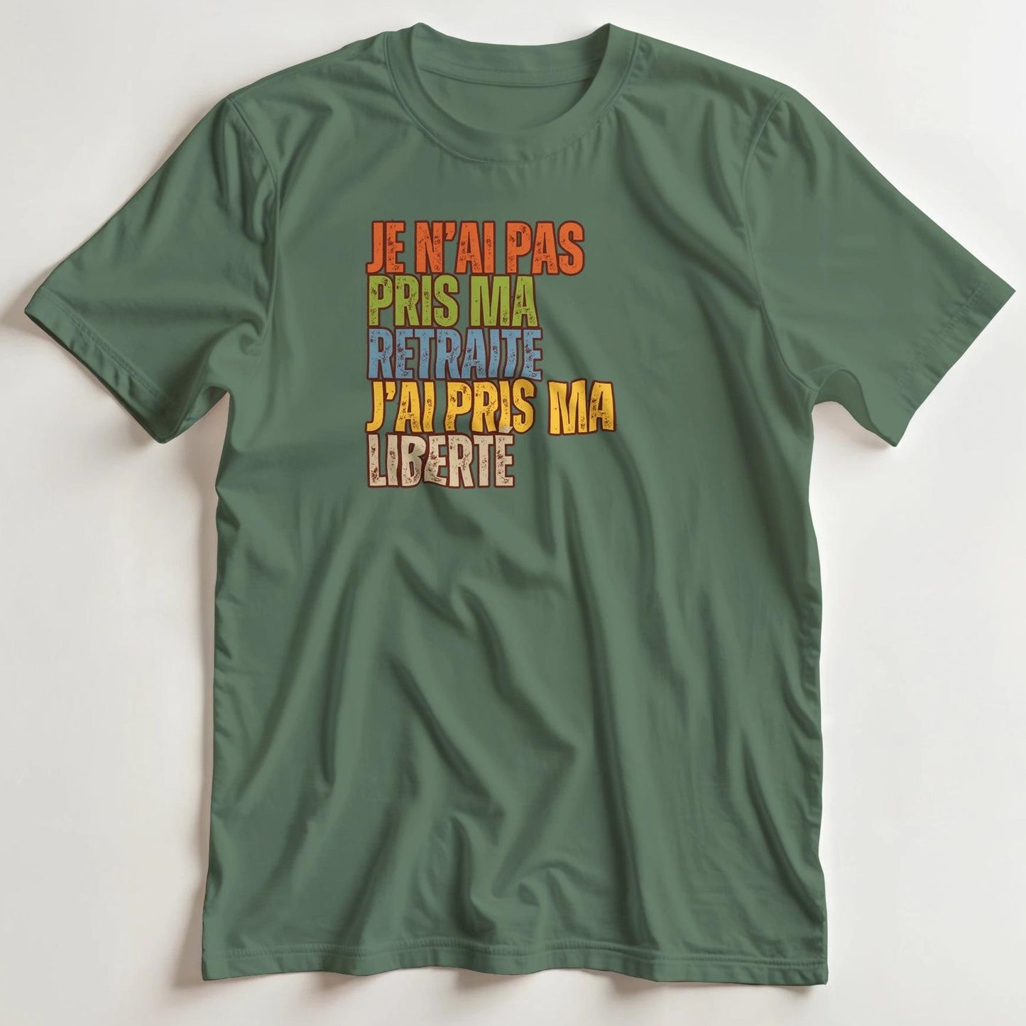 T-shirt en coupe unisexe et 100% coton en Vert militaire XL imprimé avec un design Ma Liberté T-Shirt .