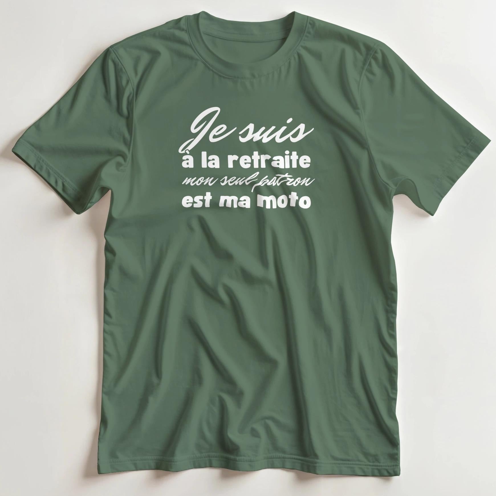 T-shirt en coupe unisexe et 100% coton en Vert militaire S imprimé avec un design À La Retraite T-Shirt .