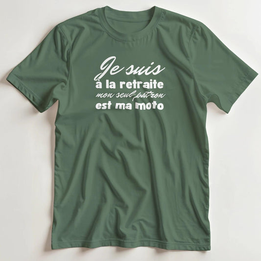 T-shirt en coupe unisexe et 100% coton en Vert militaire S imprimé avec un design À La Retraite T-Shirt .
