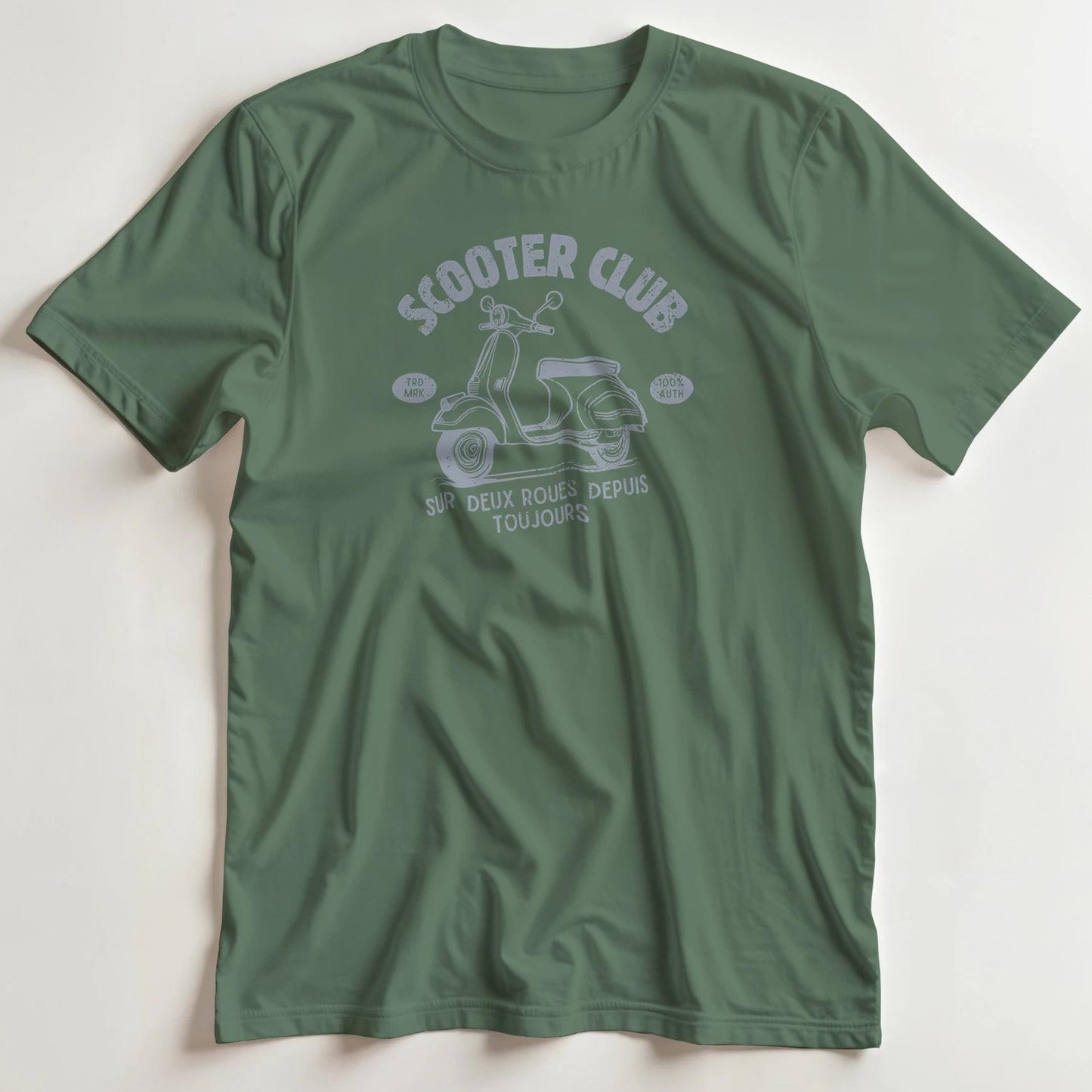 T-shirt en coupe unisexe et 100% coton en Vert militaire 2XL imprimé avec un design Scooter Club T-Shirt .