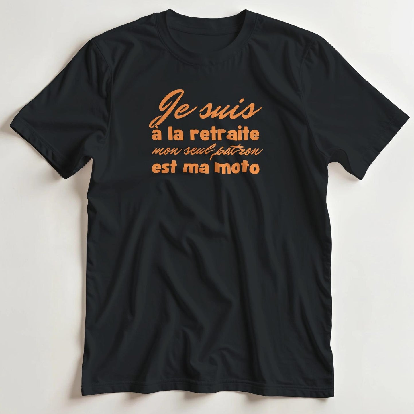T-shirt en coupe unisexe et 100% coton en Noir 2XL imprimé avec un design À La Retraite Orange T-Shirt .