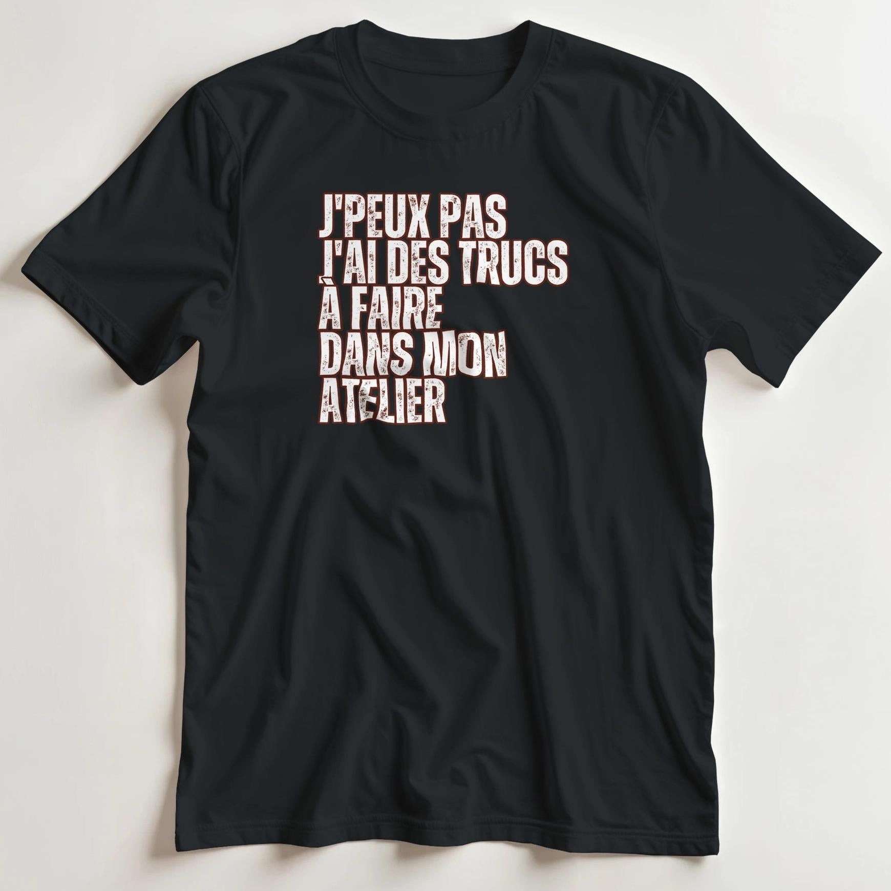T-shirt en coupe unisexe et 100% coton en Noir S imprimé avec un design J'Peux Pas Mon Atelier T-Shirt .
