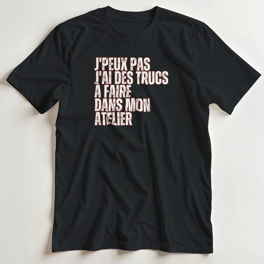 T-shirt en coupe unisexe et 100% coton en Noir S imprimé avec un design J'Peux Pas Mon Atelier T-Shirt .