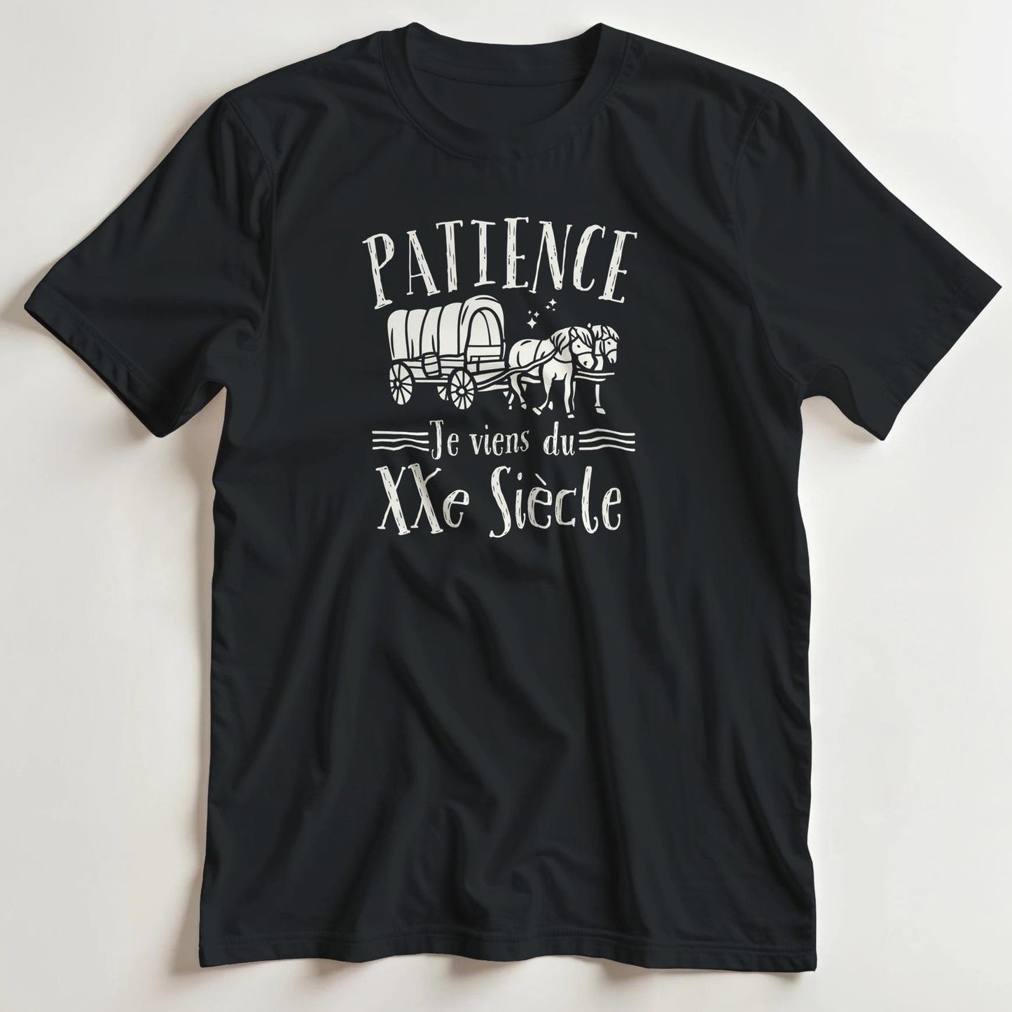 T-shirt en coupe unisexe et 100% coton en Noir M imprimé avec un design Patience T-Shirt .