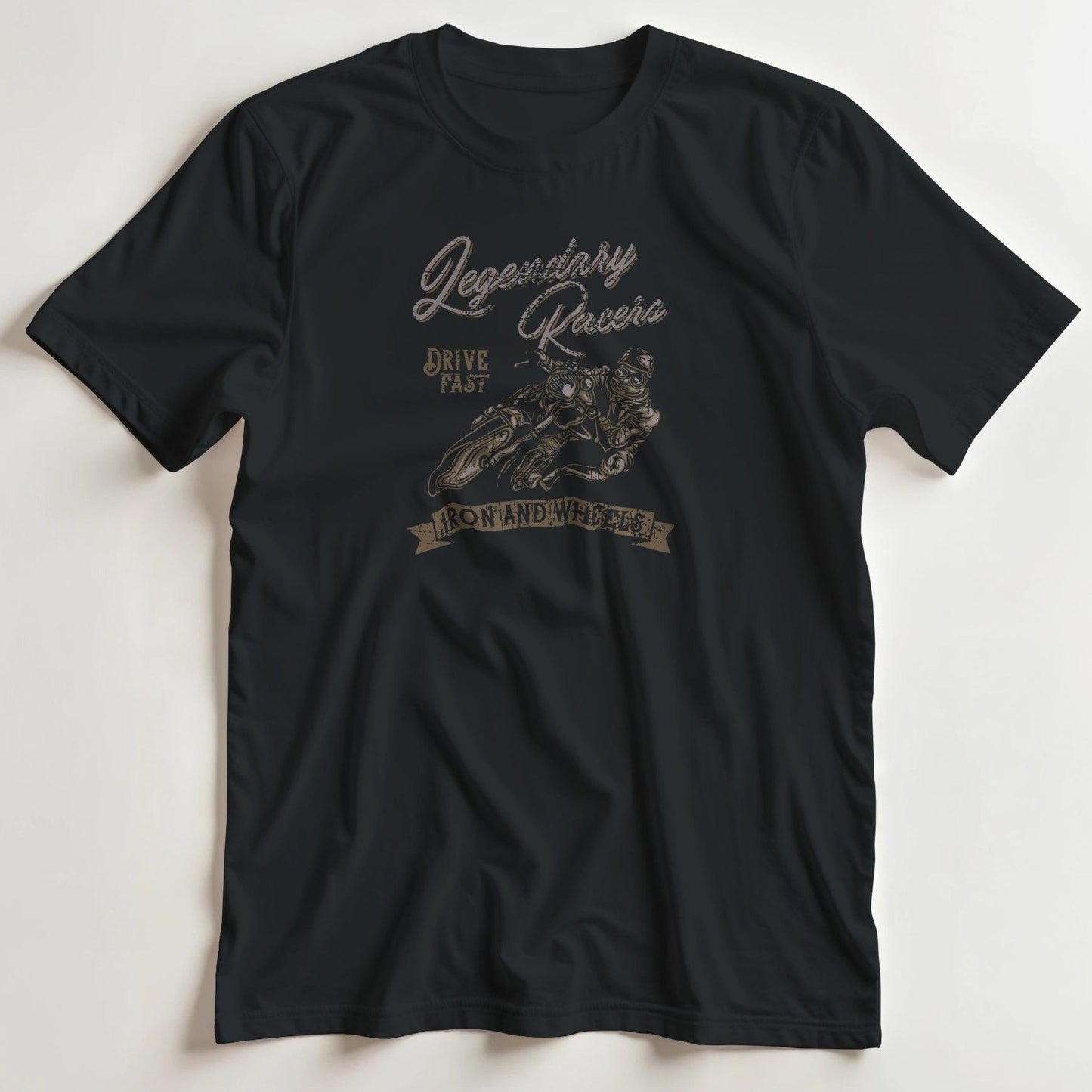T-shirt en coupe unisexe et 100% coton en Black 2XL imprimé avec un design Iron T-Shirt .