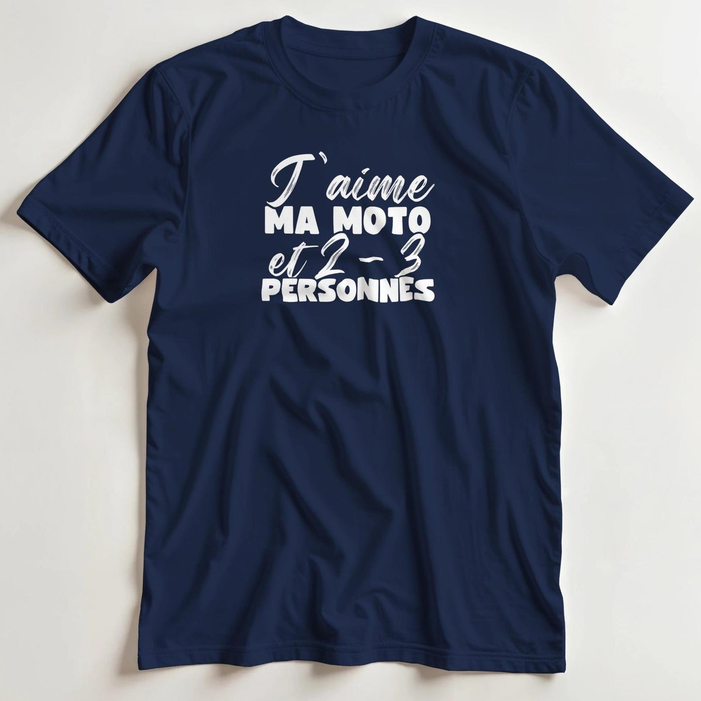 T-shirt en coupe unisexe et 100% coton en Marine XL imprimé avec un design J'aime Ma Moto T-Shirt .