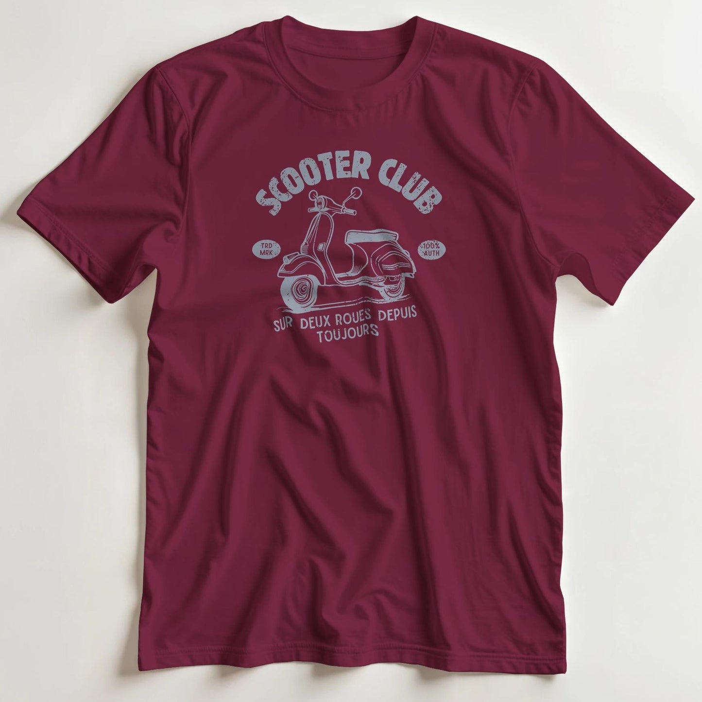 T-shirt en coupe unisexe et 100% coton en Bordeaux XL imprimé avec un design Scooter Club T-Shirt .