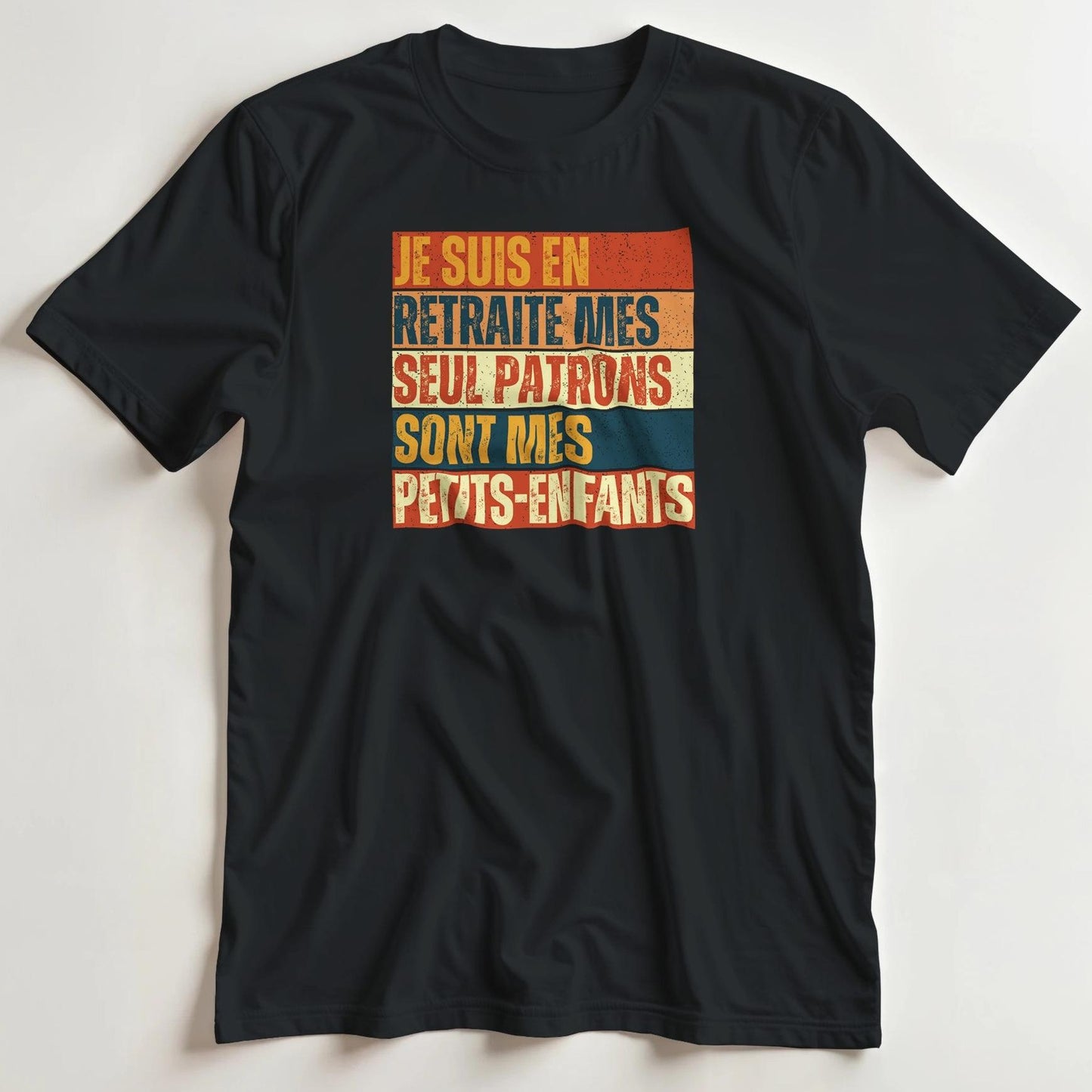 T-shirt en coupe unisexe et 100% coton en Noir 2XL imprimé avec un design En Retraite Petits-Enfants Vintage T-Shirt .