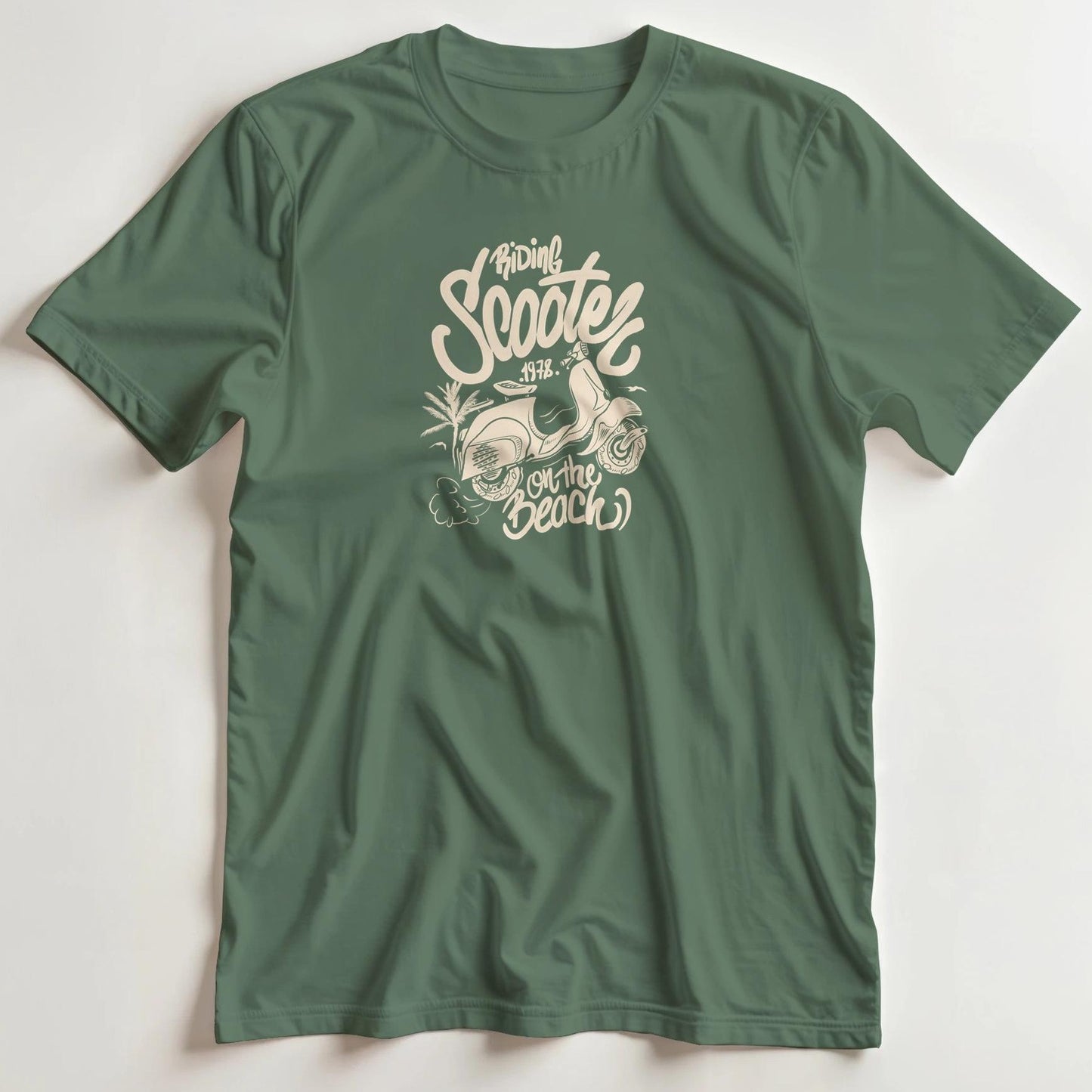 T-shirt en coupe unisexe et 100% coton en Vert Mil. S imprimé avec un design Scooter 78 T-Shirt .