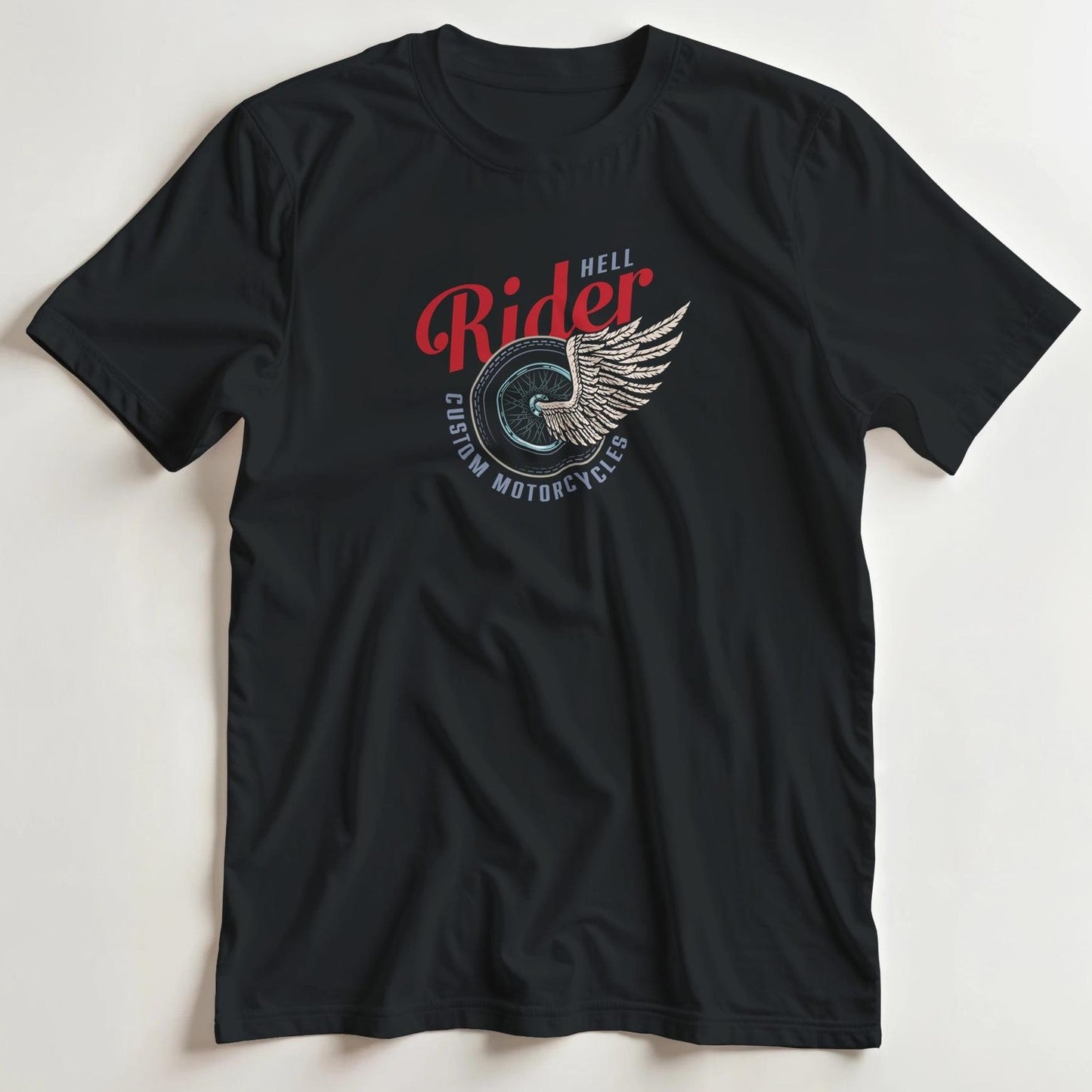 T-shirt en coupe unisexe et 100% coton en Noir 3XL imprimé avec un design Hell Rider Custom T-Shirt .