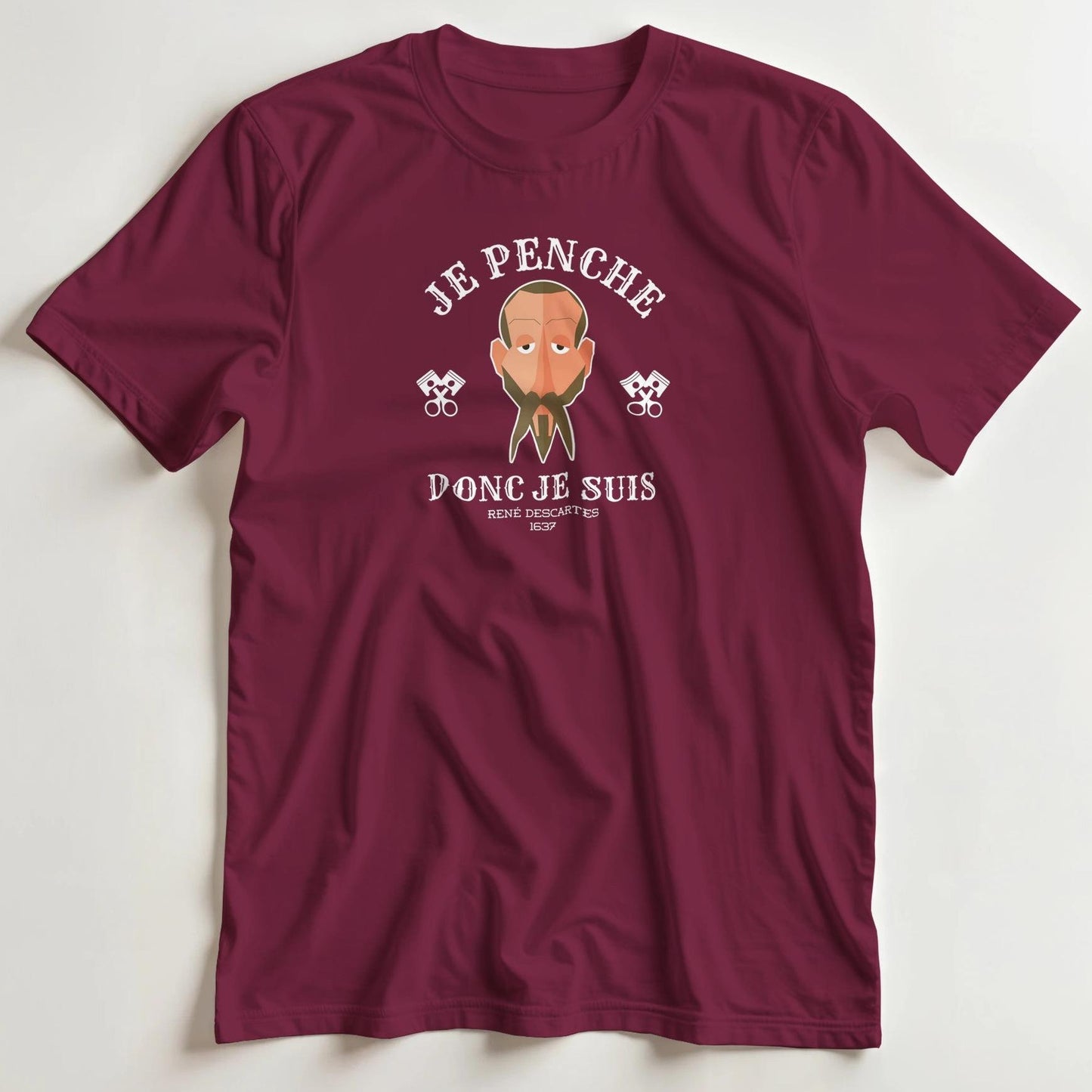 T-shirt en coupe unisexe et 100% coton en Bordeaux 2XL imprimé avec un design Je Penche, Donc Je Suis T-Shirt .