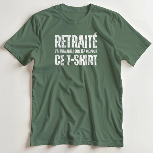 T-shirt en coupe unisexe et 100% coton en Vert militaire S imprimé avec un design Toute Ma Vie T-Shirt .