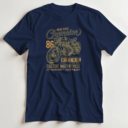 T-shirt en coupe unisexe et 100% coton en Navy S imprimé avec un design Champion 86 T-Shirt .